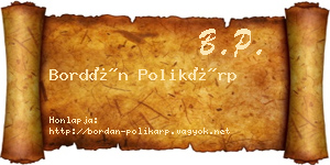 Bordán Polikárp névjegykártya